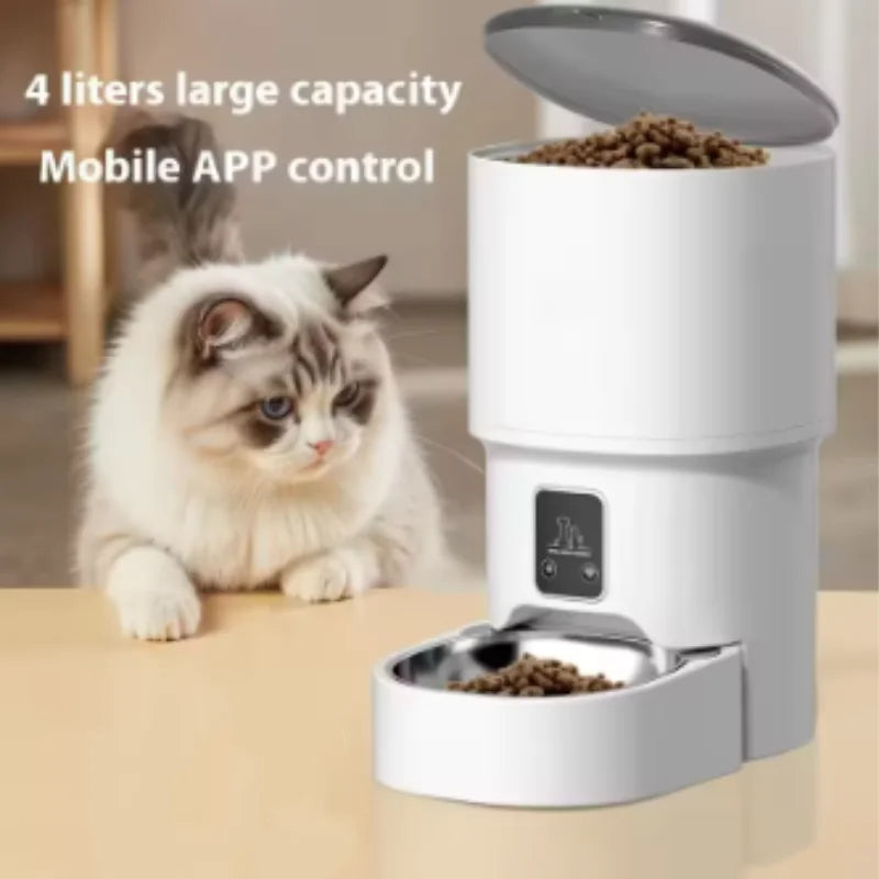 4L Wifi Automatic Pet Feeder for Cats and Dogs Intelligent Food Dispenser with Button Control Smart Pet Feeder