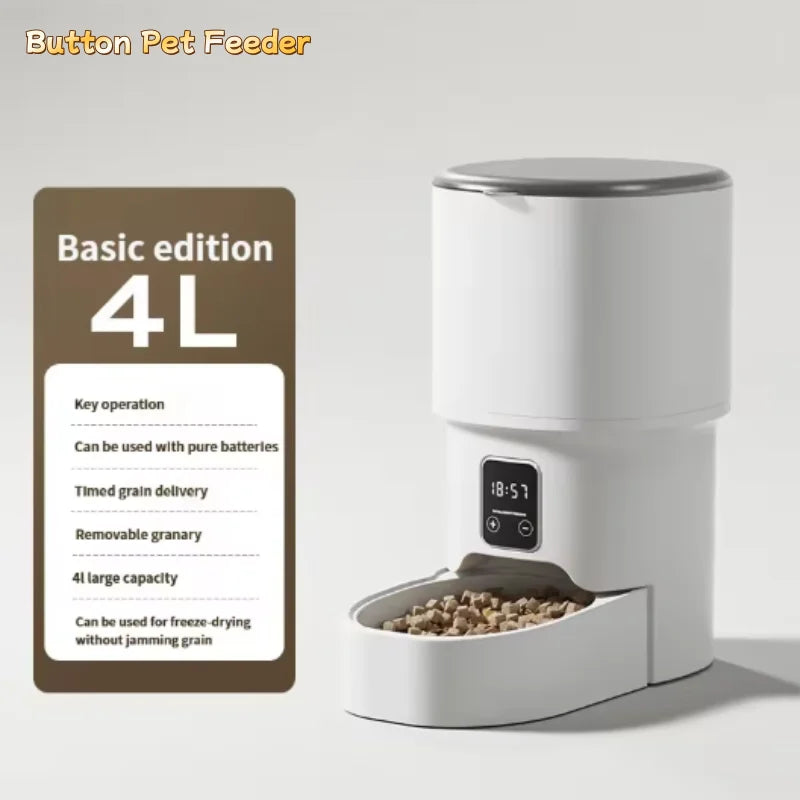 4L Wifi Automatic Pet Feeder for Cats and Dogs Intelligent Food Dispenser with Button Control Smart Pet Feeder