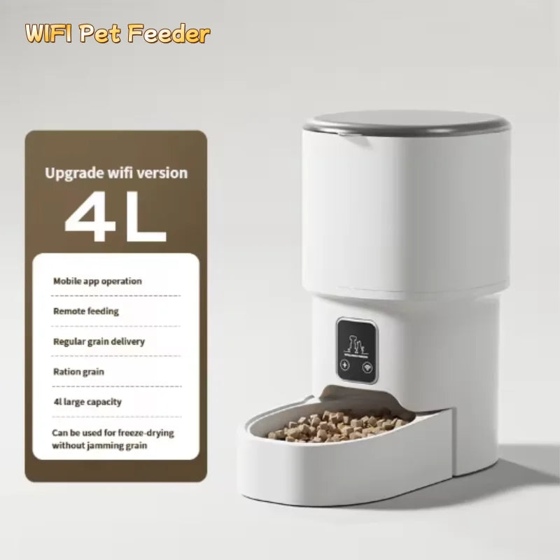 4L Wifi Automatic Pet Feeder for Cats and Dogs Intelligent Food Dispenser with Button Control Smart Pet Feeder